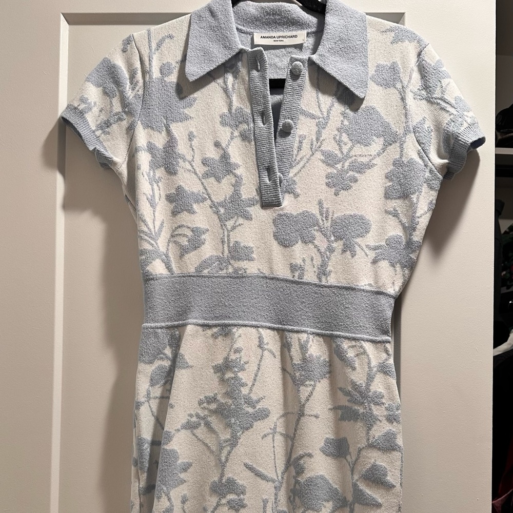 Amanda Uprichard Blue and white Floral knit Mini Dress
